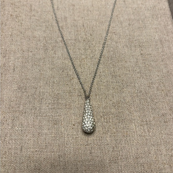 Ann Taylor Jewelry - Ann Taylor Silver Tone Pave Crystal Teardrop Pendant Necklace